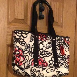 COACH Black/Red/Cream Tote ~11”L x 15”W x 10” open